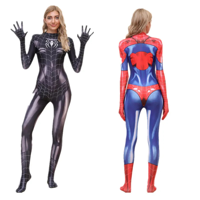 Новейший женский красный и синий костюм супергероя Человека-паука для | Костюмы из фильмов и ТВ -1005002794419730