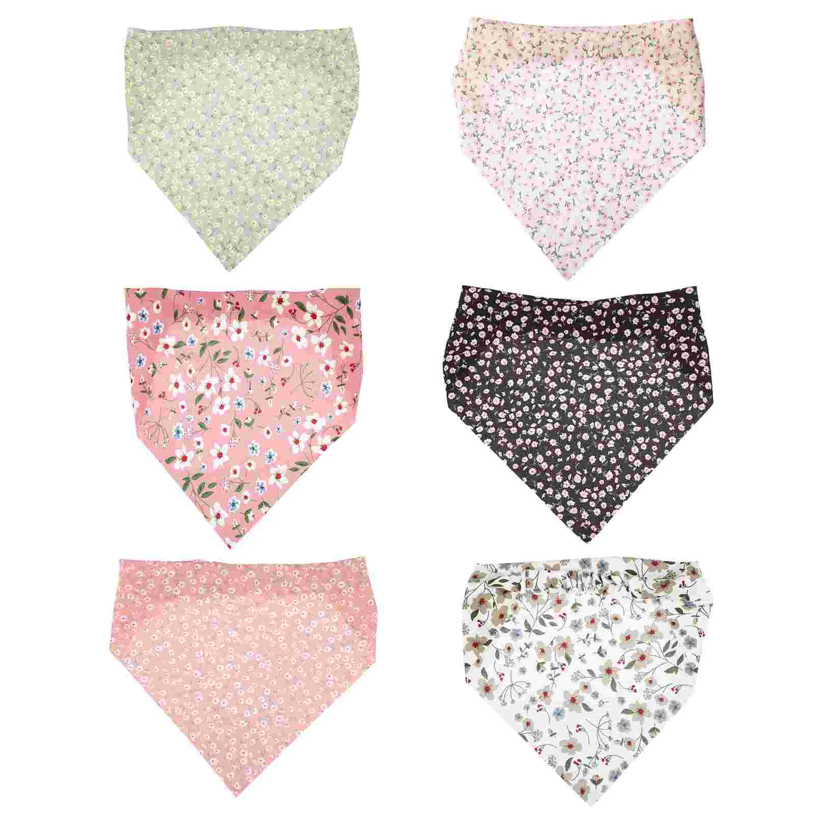 

Floral Elastic Hair Scarf 6pcs Elastic Hair Bandana Triangle Hair Scarf Hairband Chiffon Triangle Kerchief Headbands for Hair