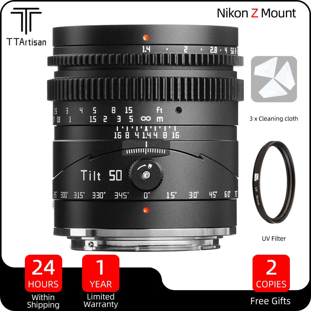Ttartisan Tilt 50Mm F1.4 Obiettivo Verticale Manuale Full Frame Per Fotocamera Mirrorless Nikon Z Mount Z50 Z6 Z7 Z9 Z7Ii Tilt Shift Lente