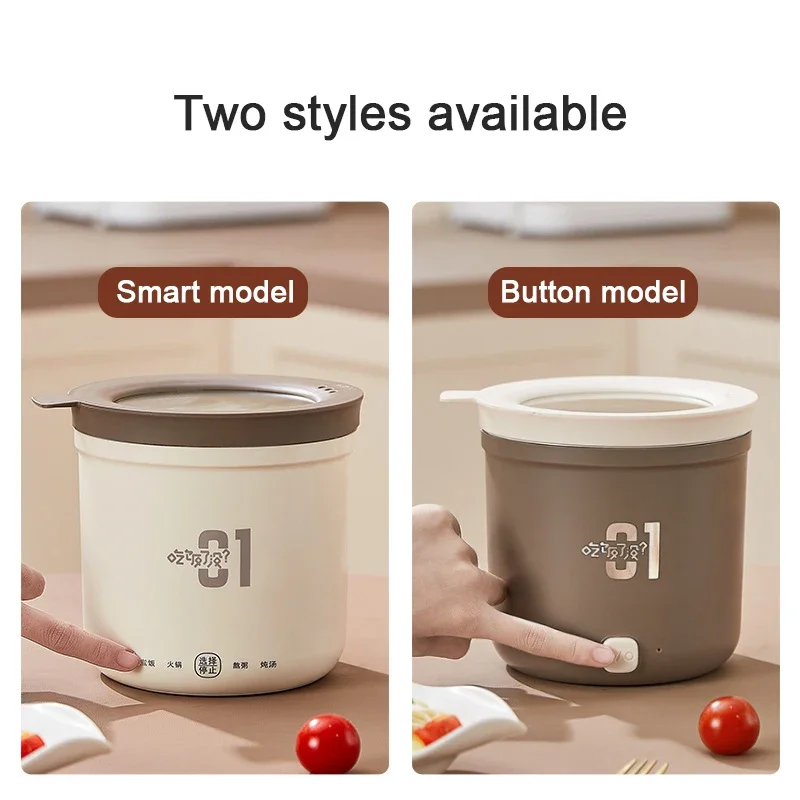 Mini Rice Cooker Multifunction Skillet 1L Noodle Cooking Pot Egg Omelette Frying Pan Hotpot Baby Food Stew Cup Soup Heater