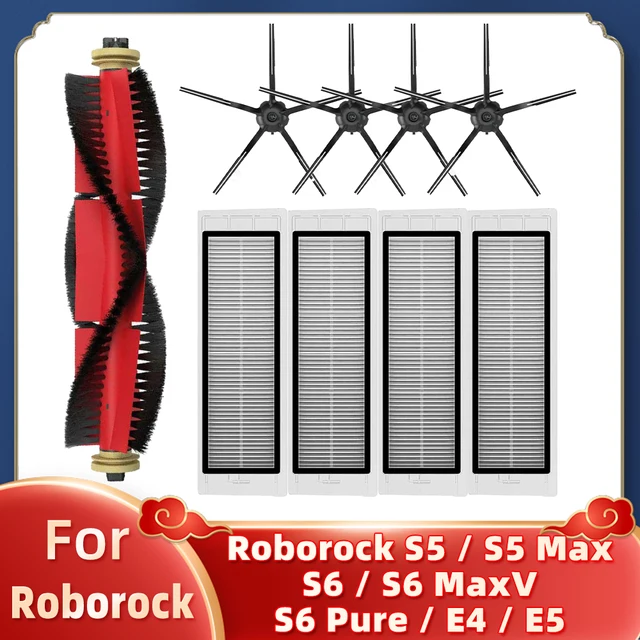 For Xiaomi Mi Robot Vacuum Cleaner 1 / 1S SDJQR01RR SDJQR02RR SDJQR03RR Roborock S502-00 S5 Max S6 Main Side Brush Hepa Filter Set J