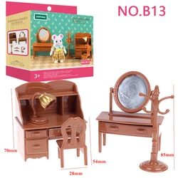 Woodland Animal Dollhouse Furniture & Accessories Set - Miniature Bedroom & Bathroom Kit (B13)