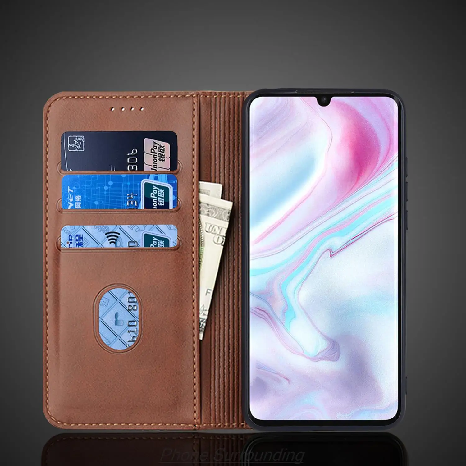 Luxurious Magnetic Leather Wallet Case with Card Holder and Holster
