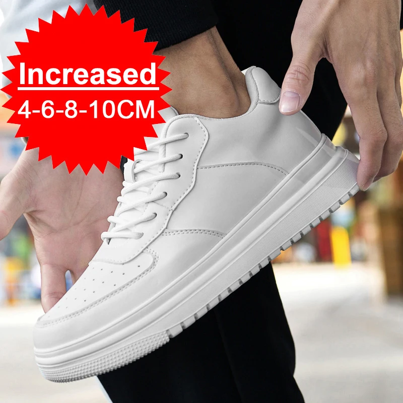 Men Leather Heightening Elevator Shoes Breathable Mesh Height Increase  Thick Sole Shoes Man Height Insole 6/8/10CM Men Sneakers 2