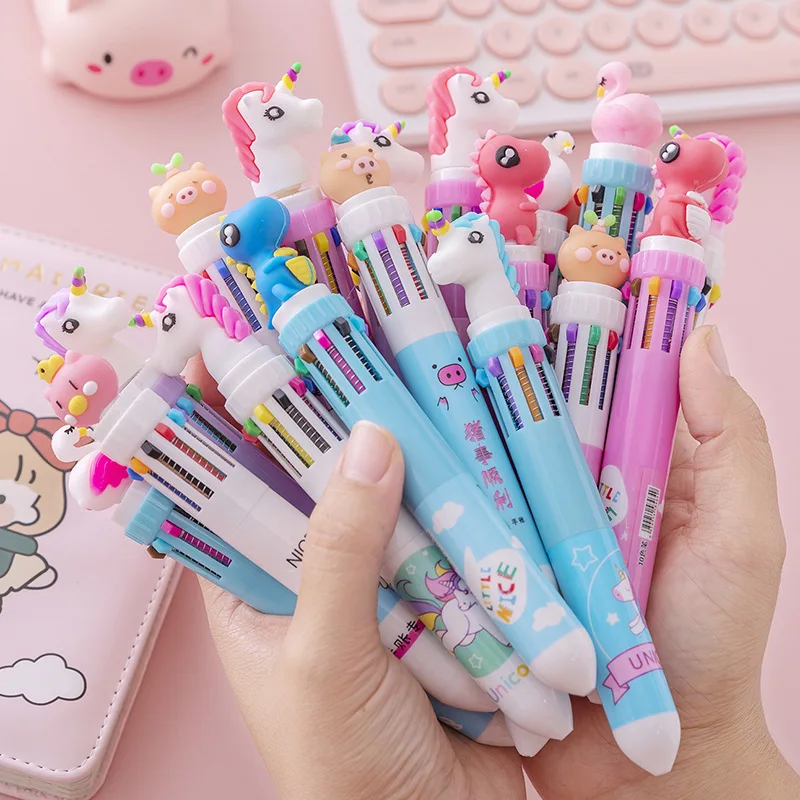 FONDOTIN 4Pcs unicorn ballpoint pen multicolor unicorn pen retractable  unicorn pens cute pens for girls retractable priting pen cute pens bulk  filling