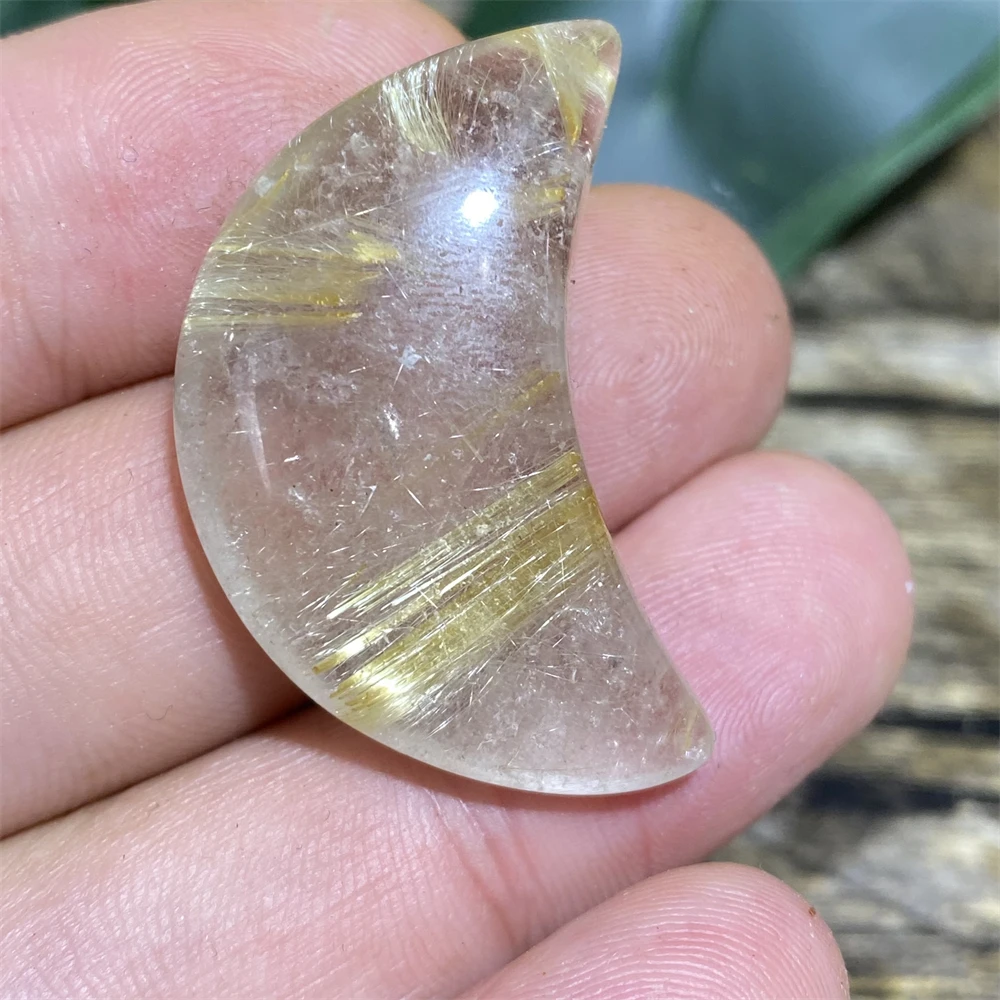 Ouro natural rutilated lua quartzo cristal cura