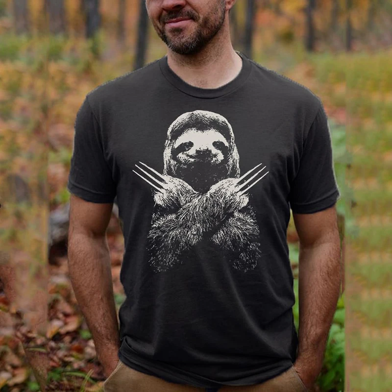 

Vintage Men's T Shirt Sloth 3D Print Animal T-shirts Summer Fashion Short Sleeve Pullover Tops Oversized Tees Shirt Mens Clothes