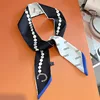 New luxury 5*85cm Slender Model Temperament Small Scarf Long Silk Scarf Hair Band Women's All-Match Double-Sided Streamer 4