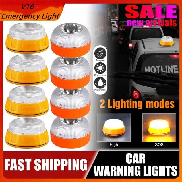 Luz Led Emergencia Coche V16 Baliza Luminosa Hologada Recargable USB