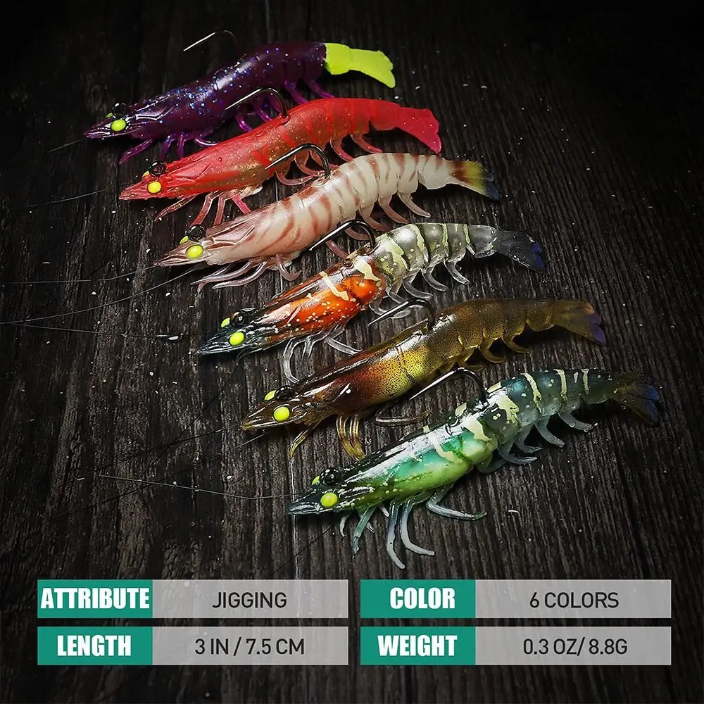 9Cm 12G Prawn Lure Hook Worm Silicone Realistico Artificiale Luminescente Gamberetti Pesca Esche Luminose Esche Da Pesca Ganci