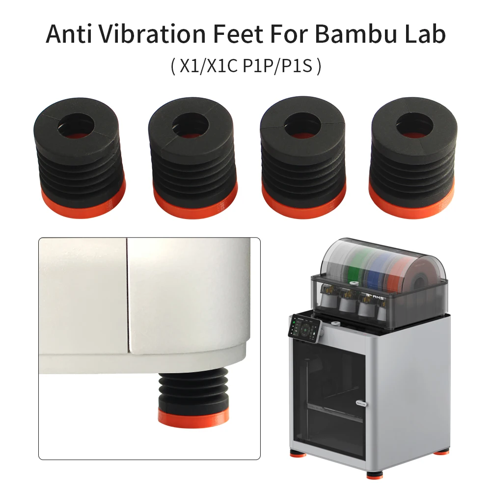 미끄럼 방지 방진 고무 발 패드, 뱀부 랩 X1, X1C, P1P, P1S, 뱀부 랩 보론 프루사 엔더 3 V2 용