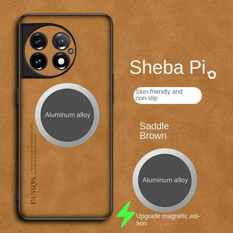 Luxury Leather Shockproof Sheepskin Soft Back Cover with MagSafe Compatibility