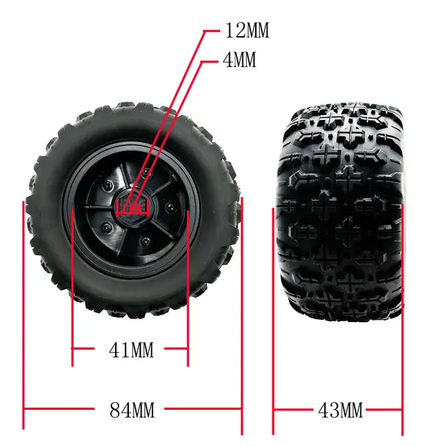 thumbnail image 2 of Metal Wheels & Tires Upgrade For MJX Hyper Go RC Cars - 4pc Set With Wheel Extenders For 1/14 & 1/16 Models 2 of 11