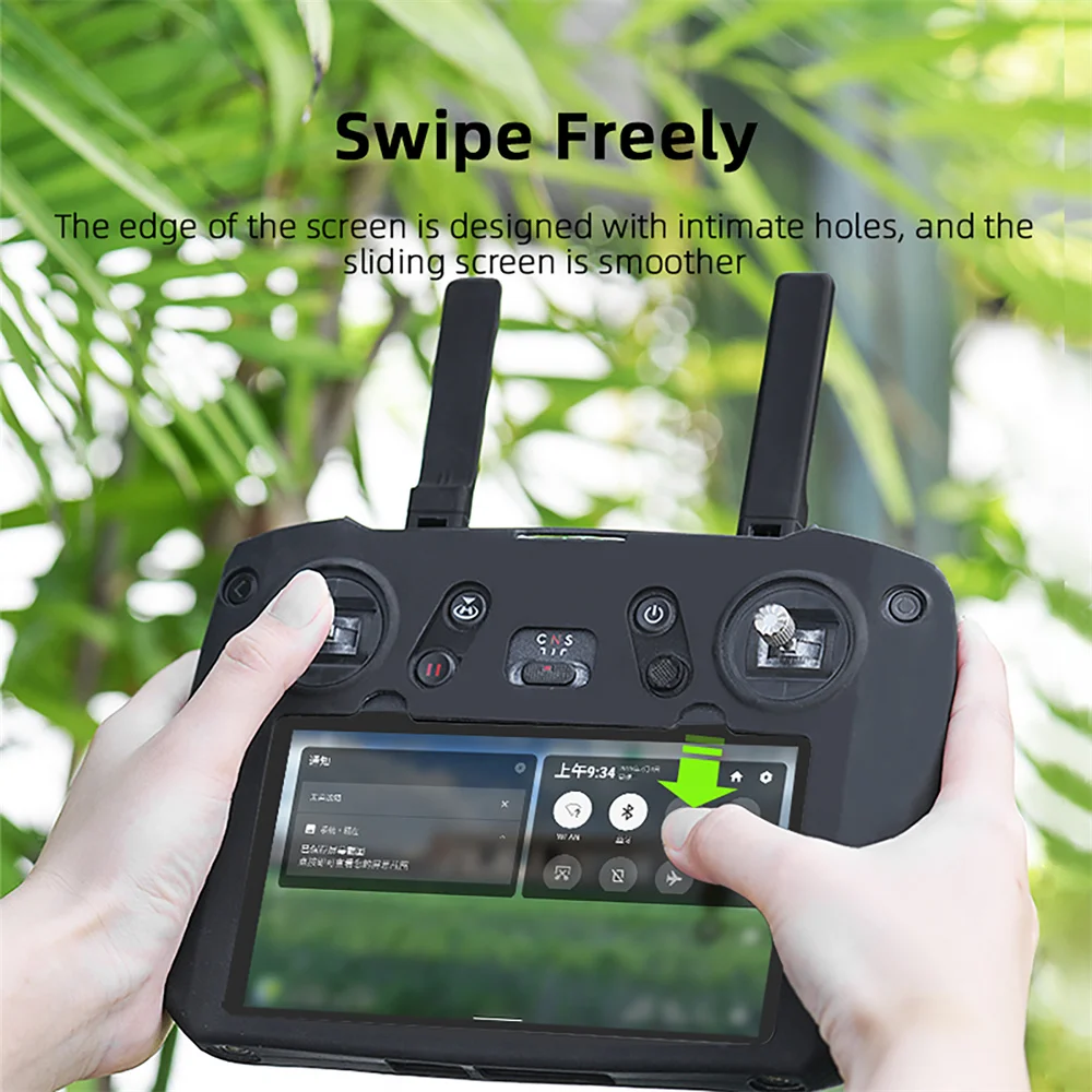 Étui en silicone pour télécommande DJI RC Pro, protection d'écran anti-poussière, vue latérale.