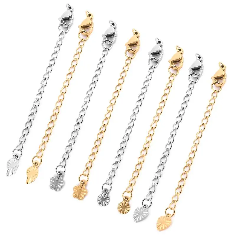 

5Pcs Stainless Steel Extension Extended Tail Chains Lobster Clasps Connectors DIY Jewelry Making Findings Bracelet Necklaces