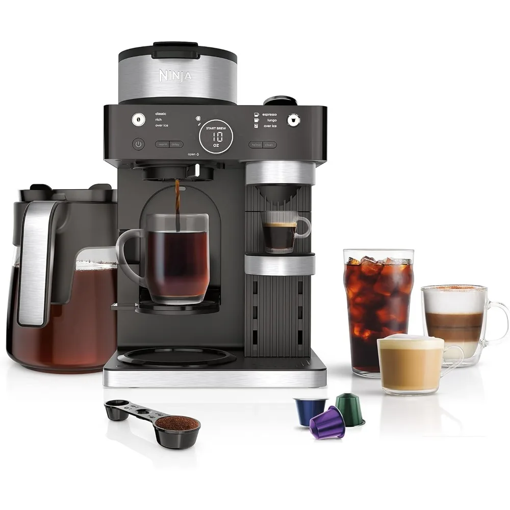 

Ninja CFN601 Espresso & Coffee Barista System, Single-Serve Coffee & Nespresso Capsule Compatible, 12-Cup Carafe