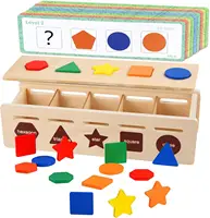 Wooden Color Shape Sorting Box Game Montessori Toys,Preschool Learning Activities Toy, Educational Geometric Matching Blocks 1