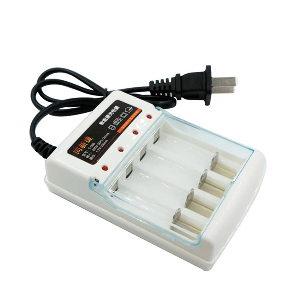 Fast 4-Slot Rechargeable Battery Charger with Cover - 220V Ni-Cd, US/EU Plug