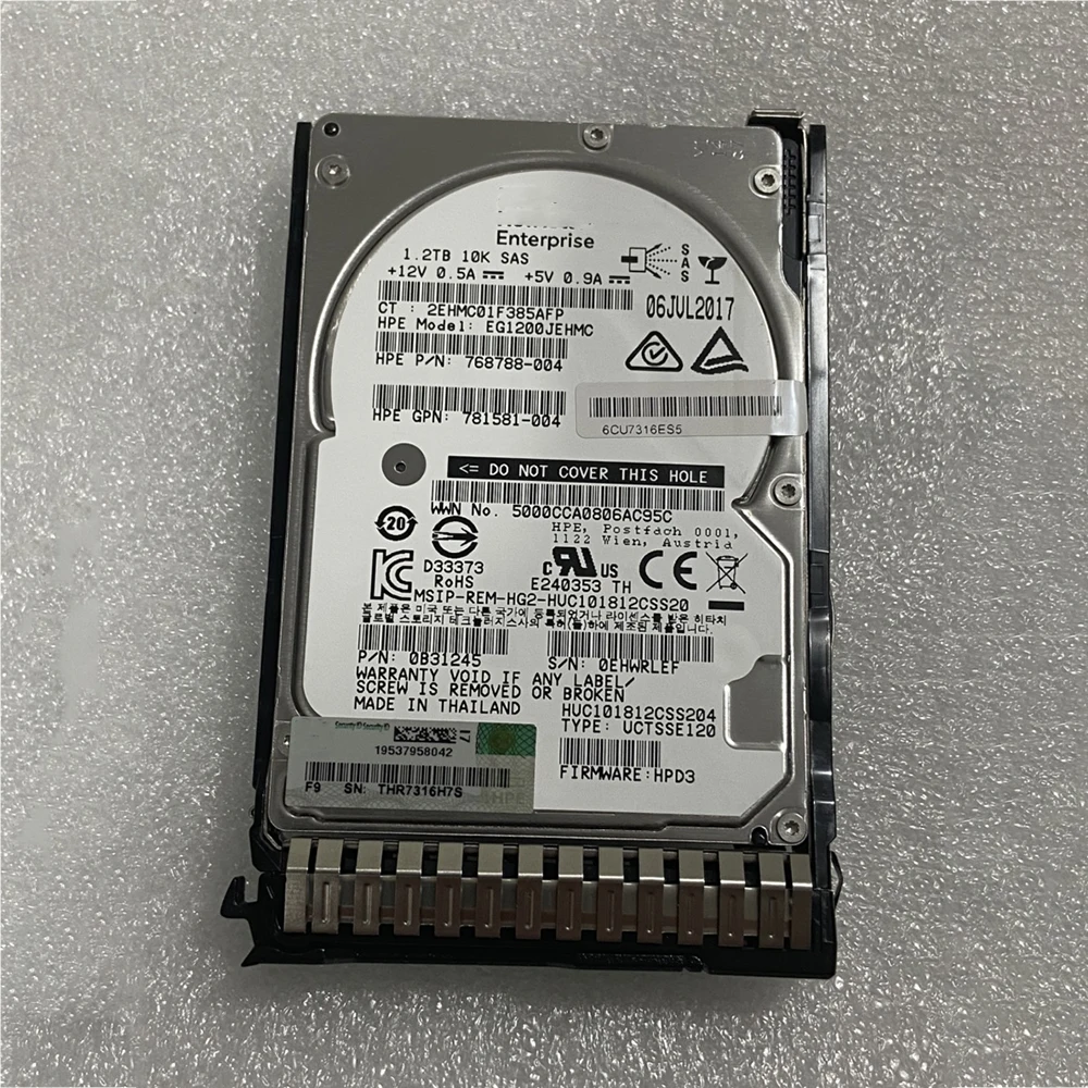 HP Gen8 G9 EG1200JEHMC 781578-001 781518-B21 1.2T 10K SAS 2.5 ϵ ũ, 1.2TB