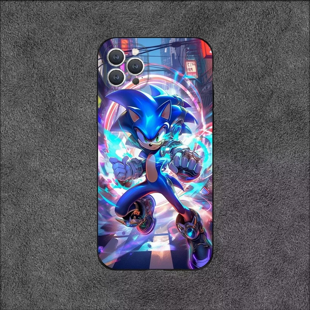 thumbnail image 1 of Funda de teléfono SonicS H-Hedgehog para iPhone 15, 14, 13, 12, 11, Plus, Pro Max, XS, X, XR, SE, Mini, 8, 7, funda de silicona suave negra, 1 of 4