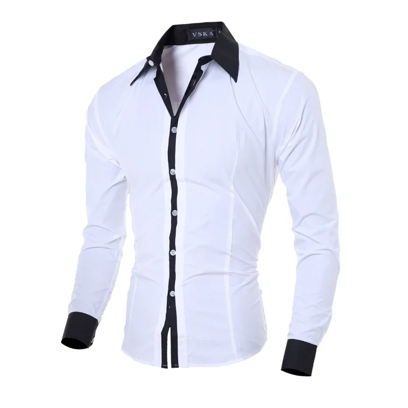 Hommes rayures chemises à manches longues mince blanc chemises sociales décontracté hommes vêtements affaires Camisa Masculina Chemise Chemise de noël