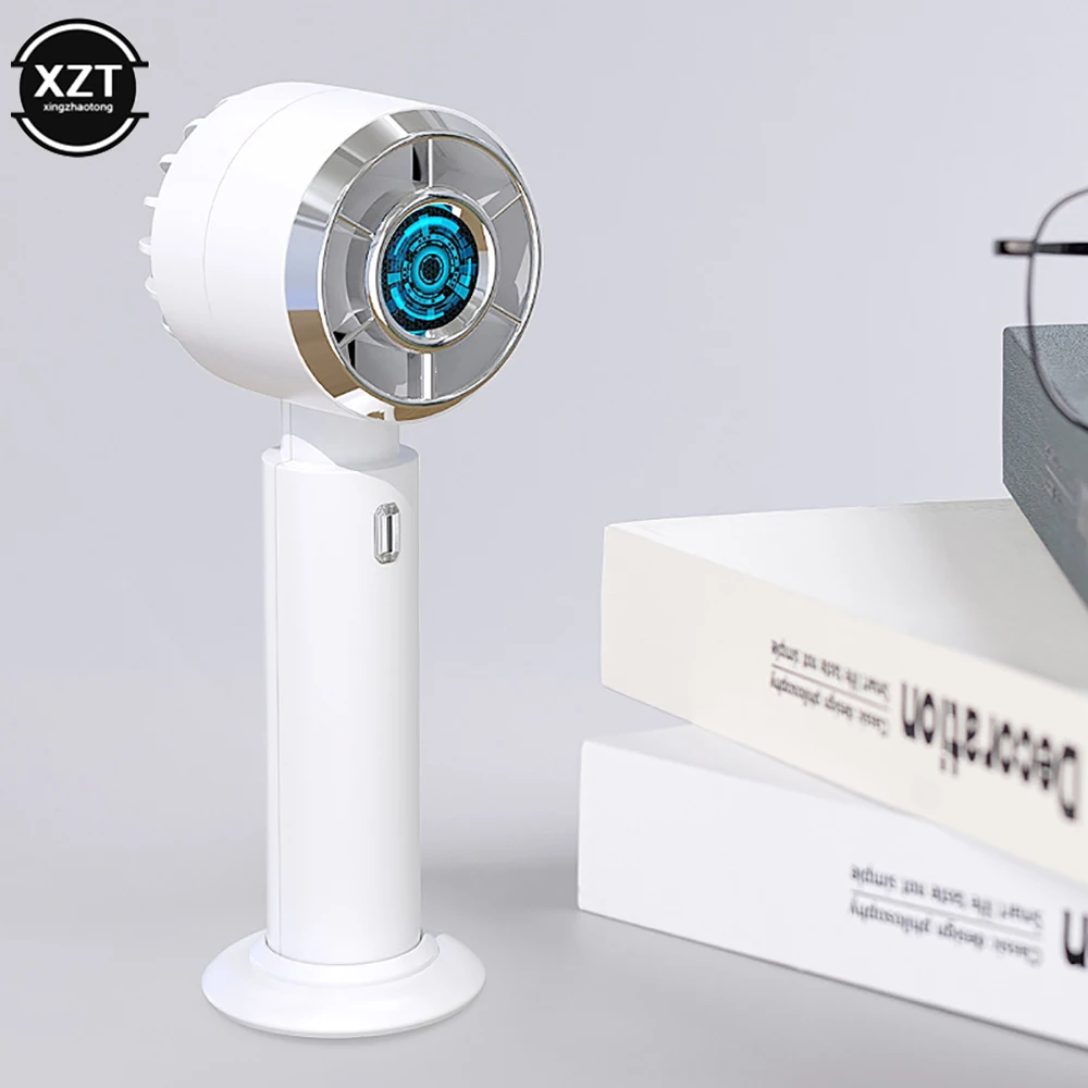 New USB Rechargeable Mini Handheld Turbine Fan Home Office Mute Multi-function Desktop Fan Students Outdoors Portable Pocket