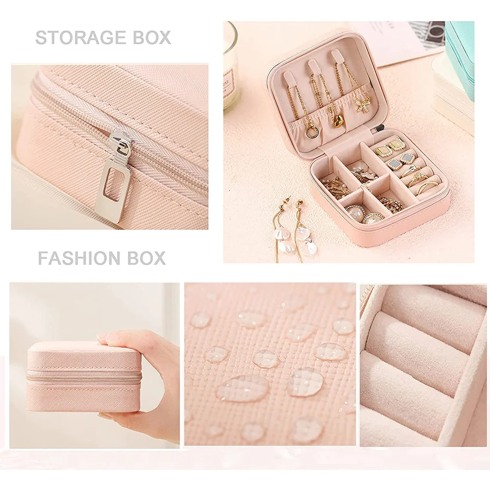 Travel Jewelry Box Organizer PU Earring Ring Holder Jewelry Display Gift Jewelry Case Necklace Bear Letter Print Storage Box