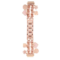 Elegant Women's Metal Bracelet Band with Pendants - 20mm (Pink)