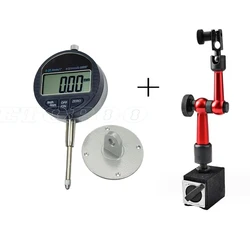 Precision Digital Dial Indicator with Mini Magnetic Base Holder, 0 - 25.4mm Range (25.4mm with stand)