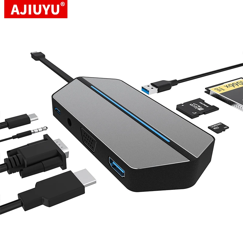 

USB C HUB For HUAWEI MateBook E 2022 MateBook D Dock USB 3.0 Micro SD TF Compact Flash CF Card Reader HDMI 3.5mm Audio Type-C PD