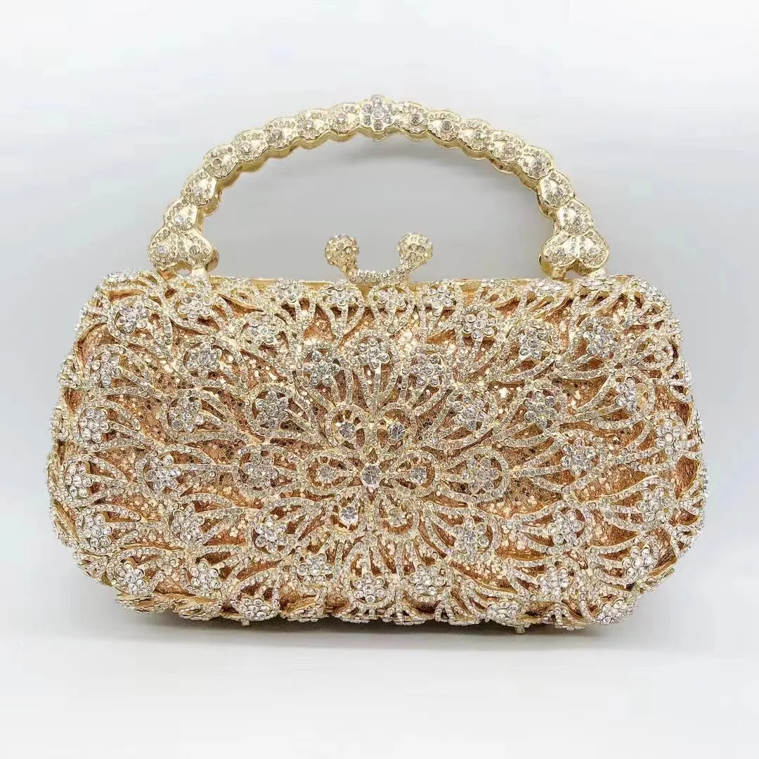 Luxury Gold/White/Gold Rhinestone Full Diamond Evening Clutch Purse Best  Designer Ladies Party Wedding Clutches Female Handbags