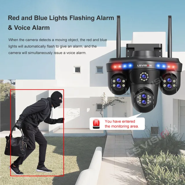 LS VISION 10K  Home Security WiFi Camera 7 Len Four Screen three-PTZ  len with  10X Zoom CCTV 35MP Wireless Surveillance IP Cam 5