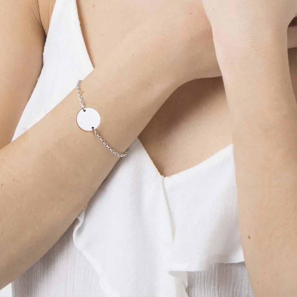 EMANCO 10 Stück Massive Runde Anhänger aus Edelstahl für Armbänder, Minimalistische Initialen-Anhänger, Verstellbarer Schmuck – Detail 5