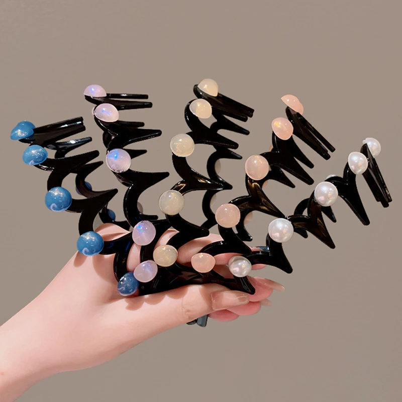 Perlmutt-Zahns tirnband für Frauen Mädchen Mode einfarbige rutsch feste Haarkamm Zick-Zack-Band gekerbt Stirnband Haarschmuck – Detail 4