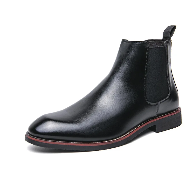 Brand Leather Men Chelsea Boots Designer Italy Dress Boots Men Fashion Casual Business Ankle Dress Man Shoes Large Size