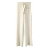 Soft Knitted Pants Women's Autumn/Winter Outerwear Hanging Knitted Wide Leg Pant White Floor Pants Straight Leg Pants - Image 6