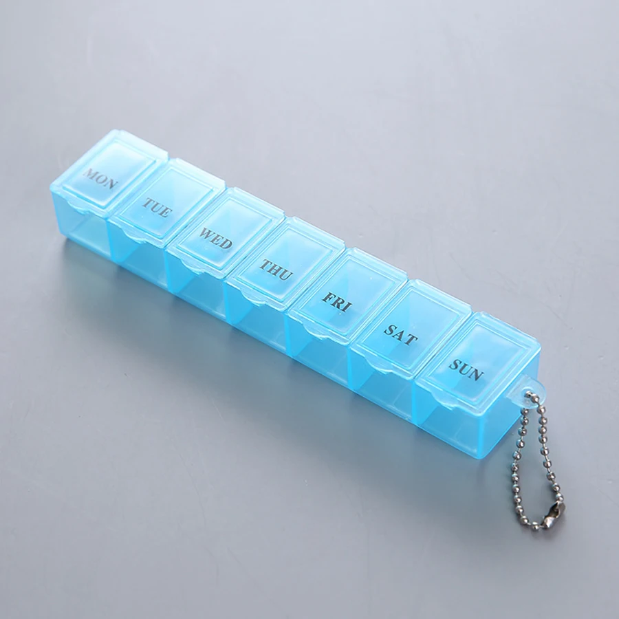 7 Tage wöchentliche Pillendose, bunter Tablet-Halter, Aufbewahrungskoffer für Medikamentenknöpfe, offener Medikamentenbehälter, Mini-Box, Pillen-Organizer – Detail 9