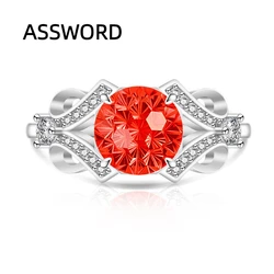 Sterling Silver Sky Blue Crystal Infinity Band Ring - Luxury Jewelry Gift (Red)