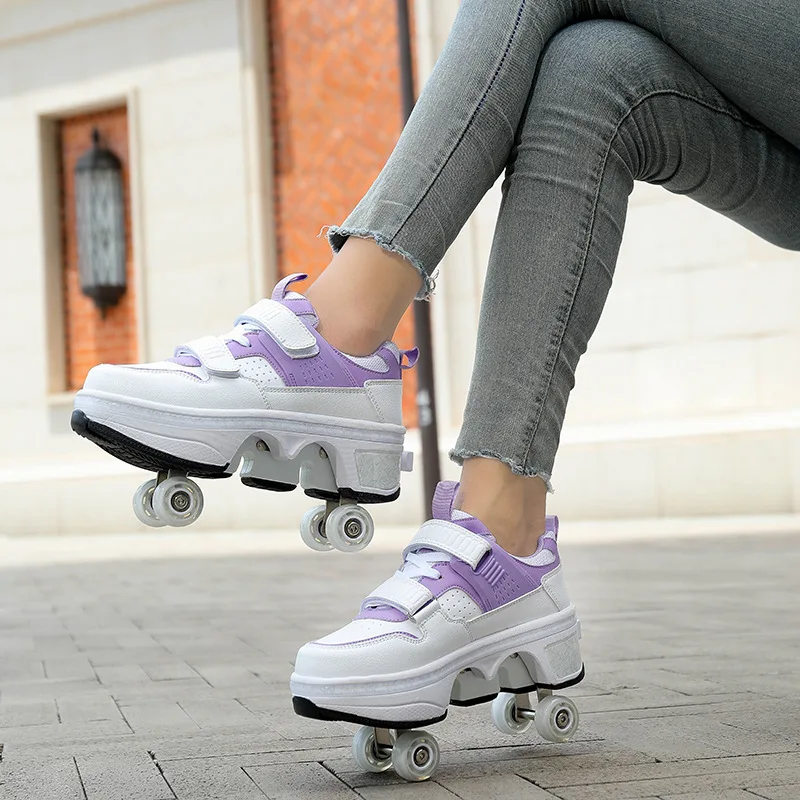Patins Crazy Skates Rocket Roller - Quad Skates Unissex Rosa/Roxo Tamanho M4/F5