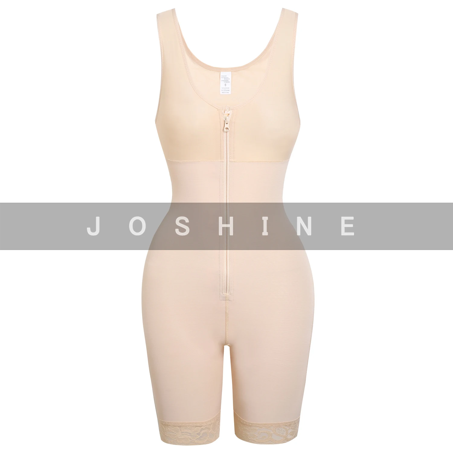 Bodysuit Shapewear With Built-in Bra Postpartum Front Zipper For