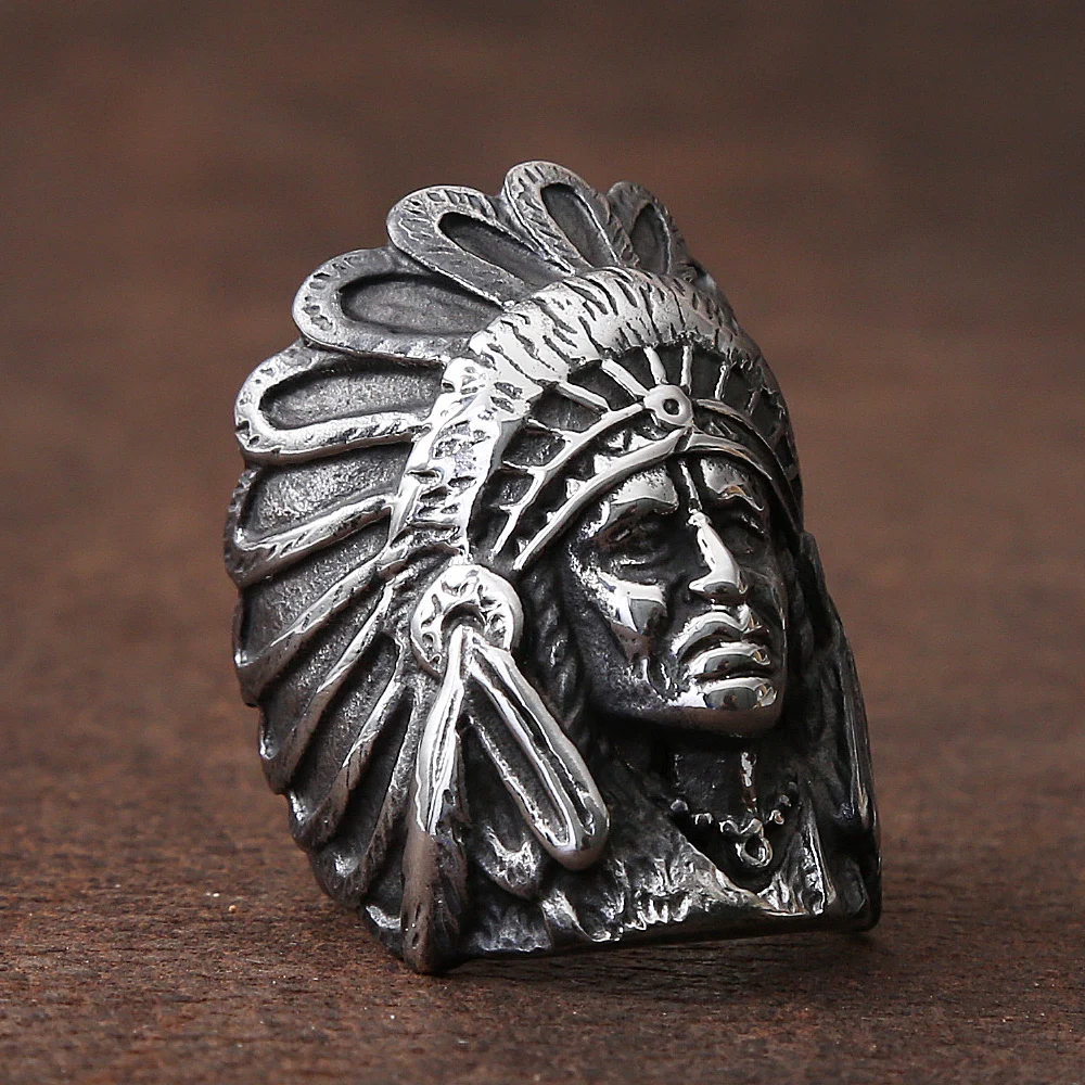 Vintage Indische Chef Ringe Für Männer 316L Edelstahl Biker herren Ring Riesige Punk Hip Hop Ring Mode Schmuck geschenk