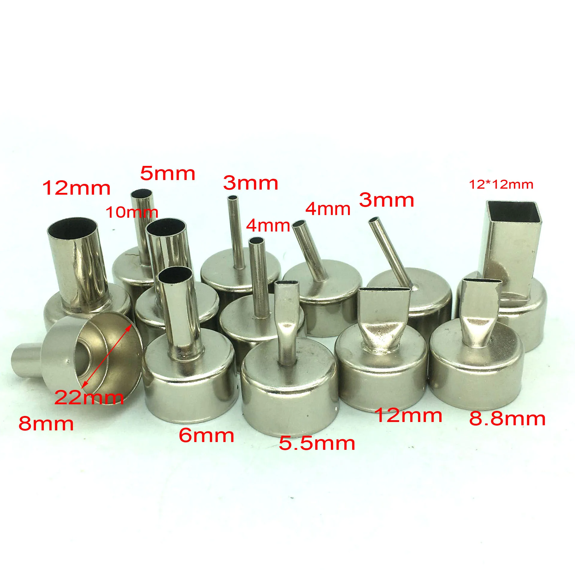 13PCS 858 Series 22mm Universal Hot Air Gun Nozzle for Soldering Station 858 858D+ 8586 Welding Nozzles