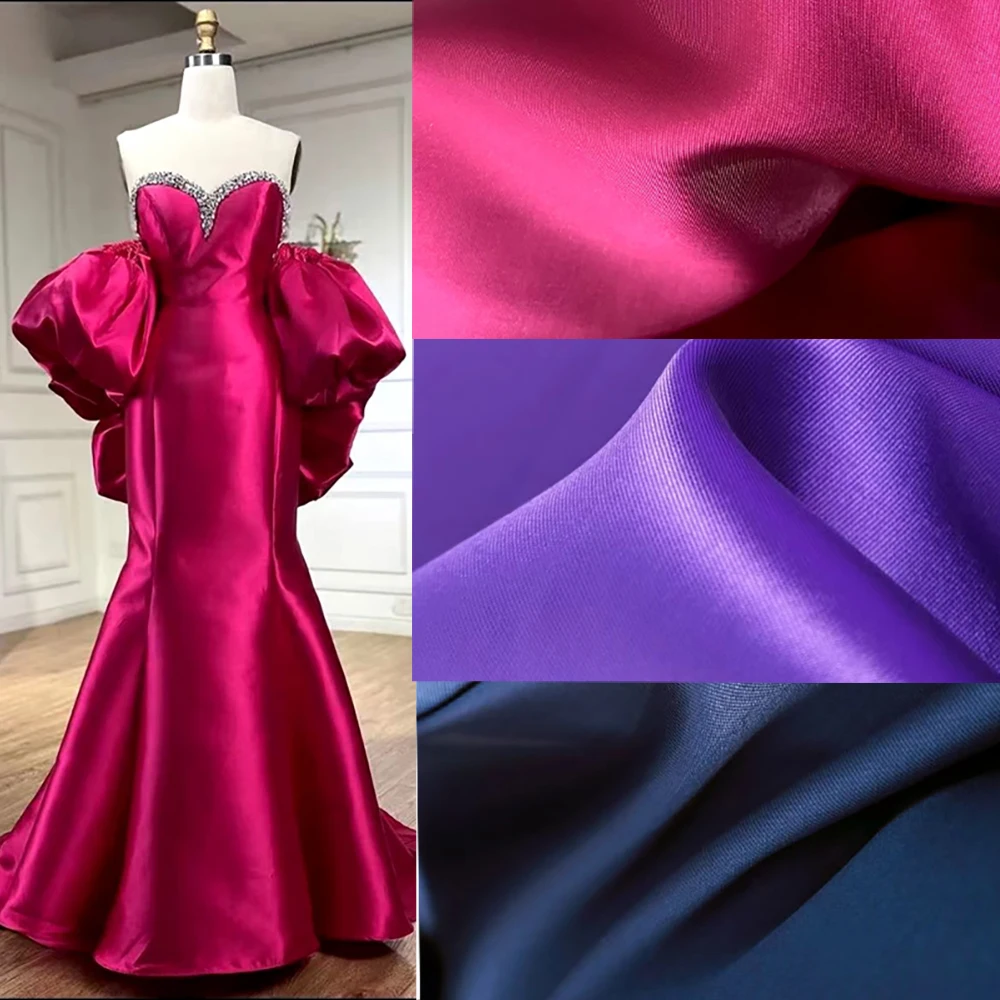 Red Mikado Fabric Wedding Dress Bride Luxury style Twill Thick Satin Designer Dress Clothing Fabrics Sewing By The Meter