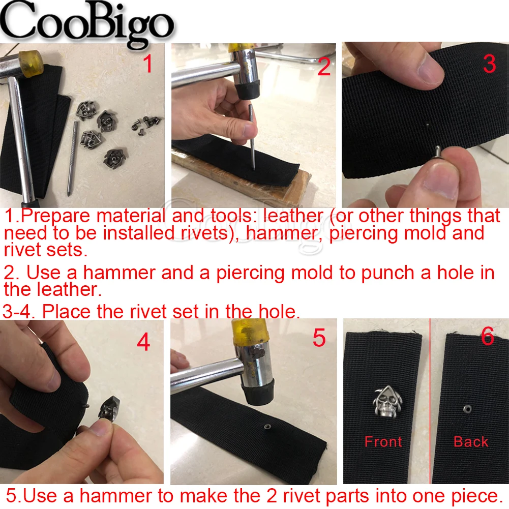 Barenx Lot De 10 Rivets En Métal Avec Motif Tête De Mort Pour