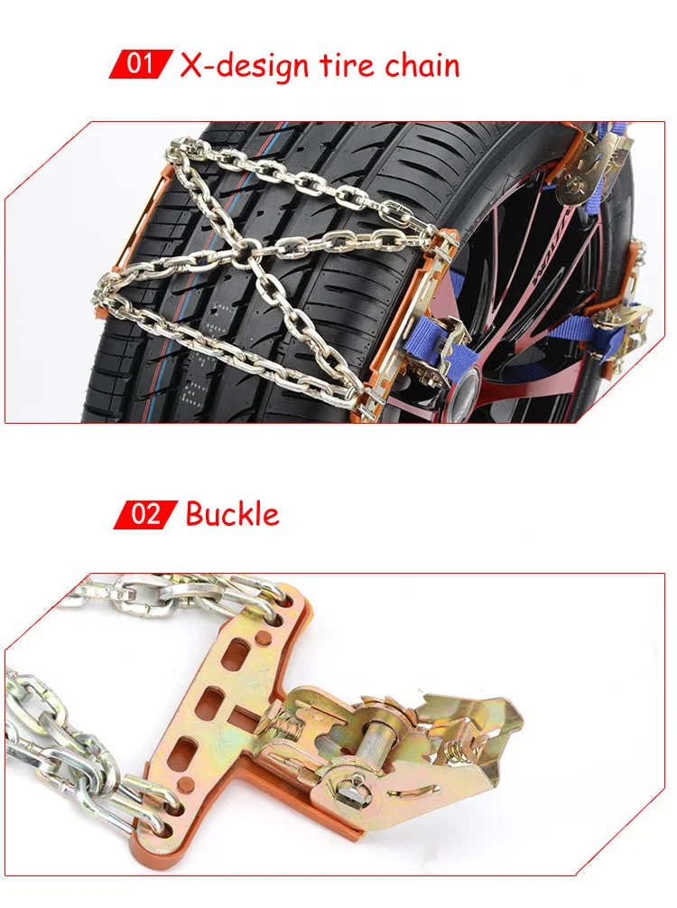 1pc Car Winter Snow Tire Steel Chain Vehicle Wheel Antislip Snow Chain