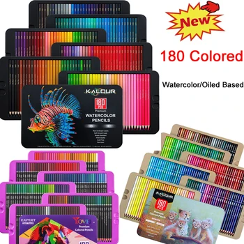 KALOUR Set di matite colorate da 180 colori, matite da disegno professionali solubili in acqua a base di olio e soddisfa varie esigenze di pittura per artisti