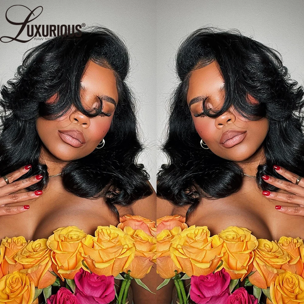 Gorgeous Layered Deep Wave Short Bob Wig Human Hair 180% Blow-Out 13x4 Lace Frontal Human Hair Wigs For Women Inspired Wave Wig