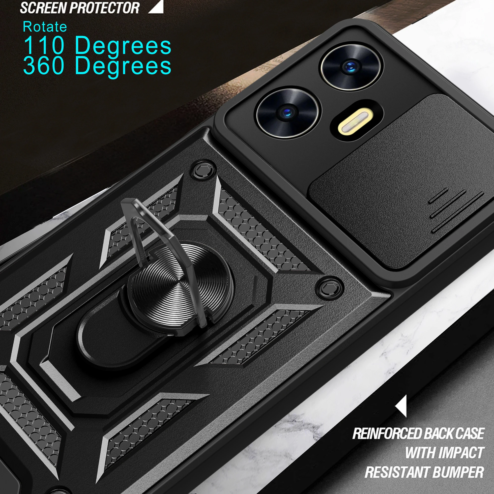 Heavy Duty 360° Kickstand Case with Camera Protection