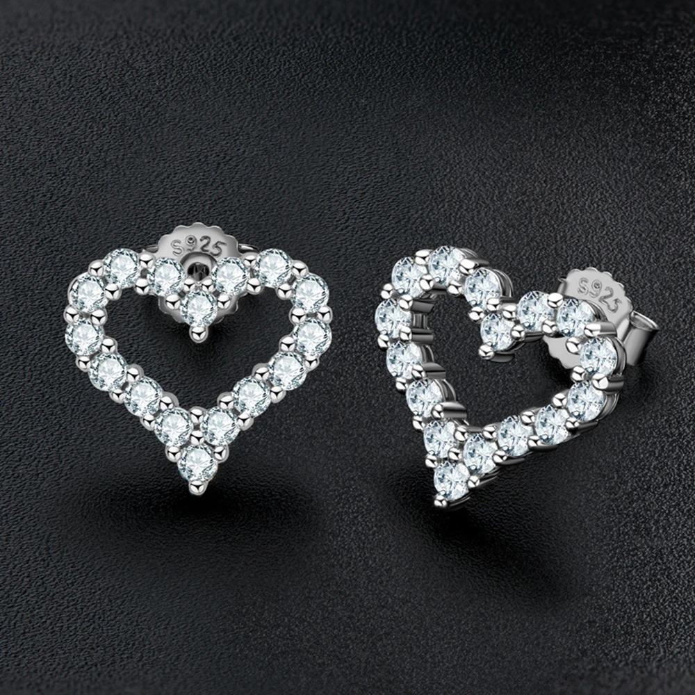 Vinregem 925 Sterling Silver Heart Moissanite Pass Test Diamond Stud Earrings Fine Jewelry For Women Anniversary Gift Whole