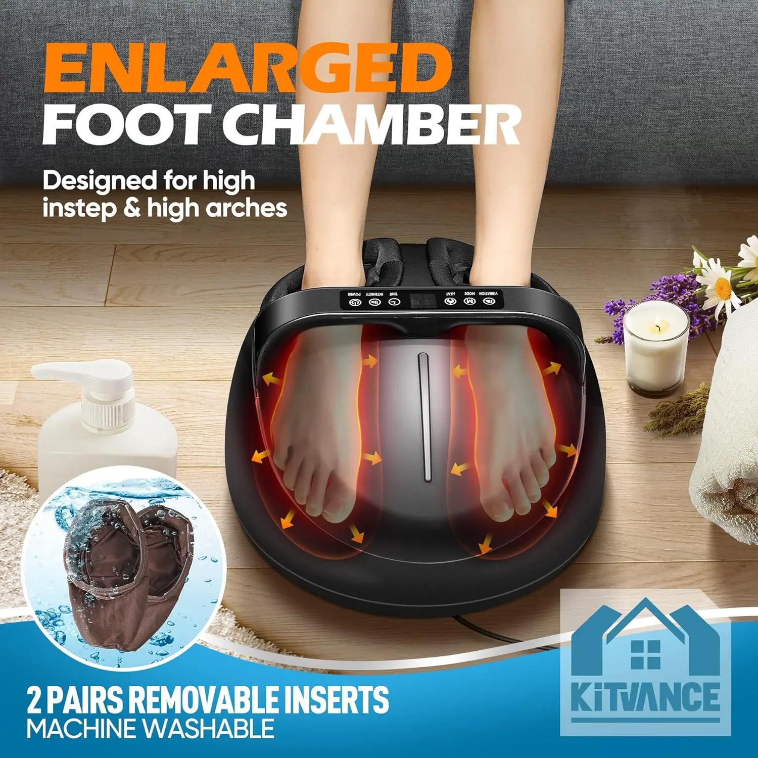 Foot Massager Heating Therapy Hot Compression Shiatsu Knead